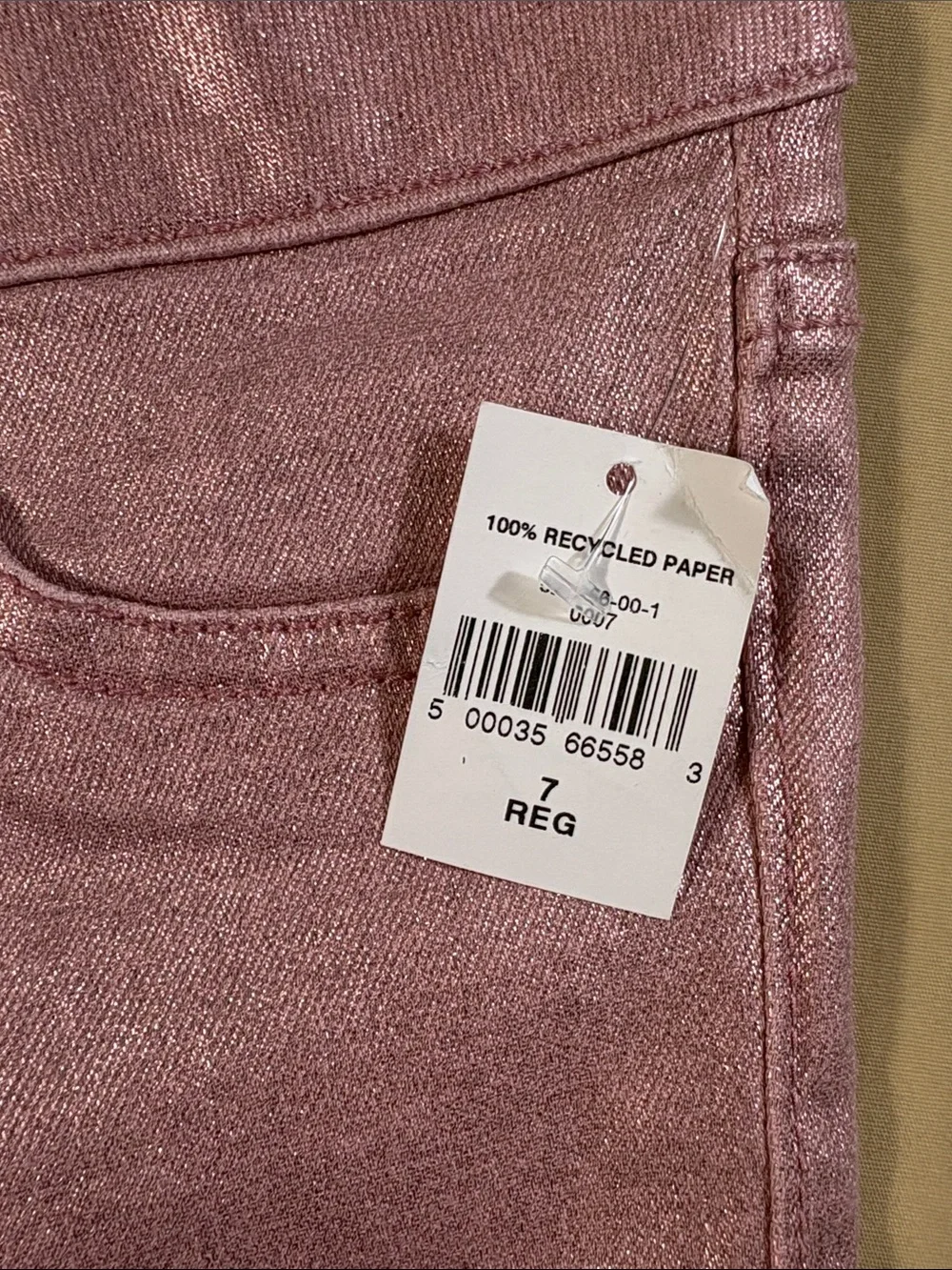 Gap Kids Girls Pink Metallic Coated High Stretch Jegging Size 7 Regular NWT